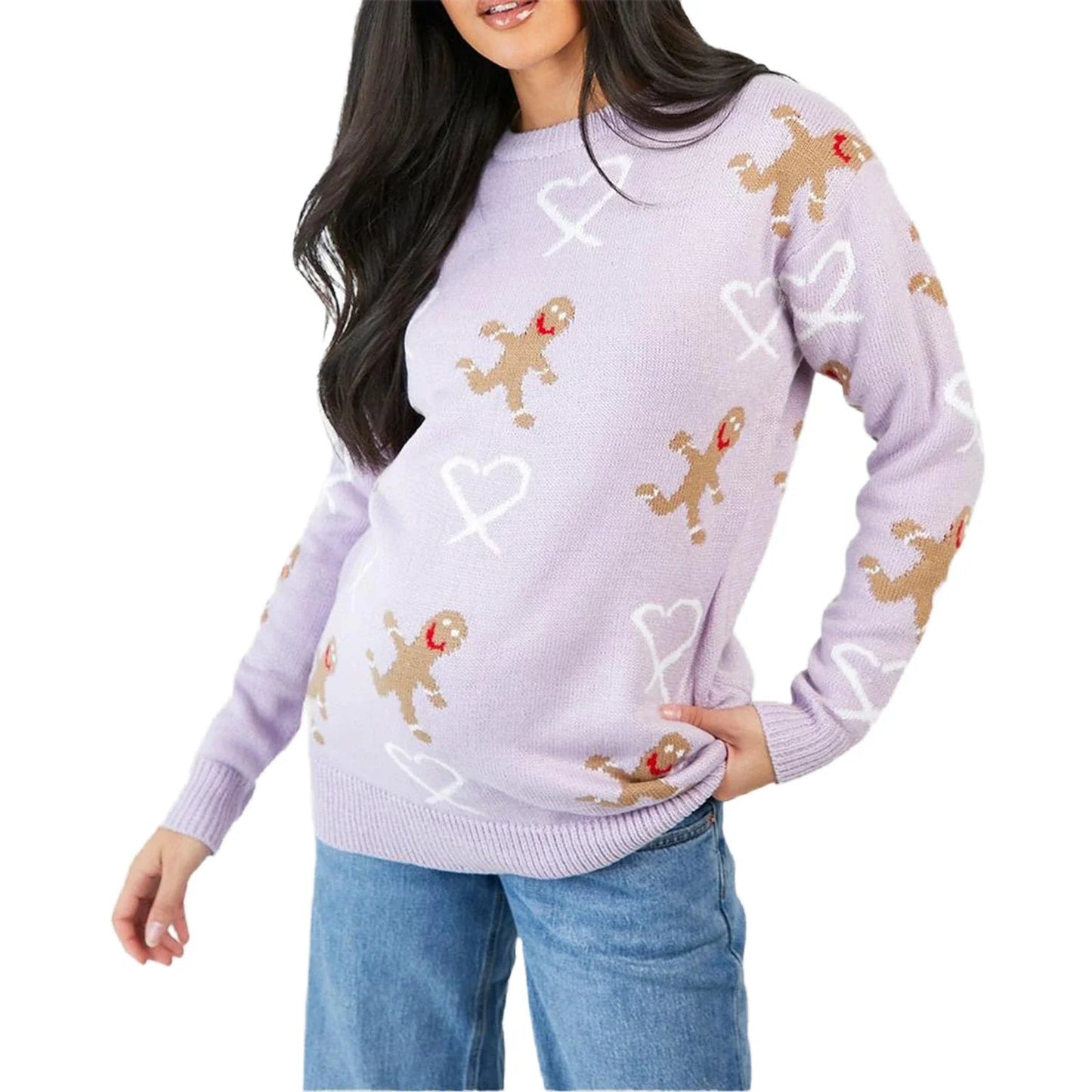 Gingerbread Christmas Sweater - Long Sleeve Loose Fit