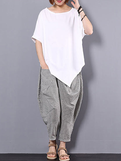Irregular Loose 100% Cotton T-shirt As1061