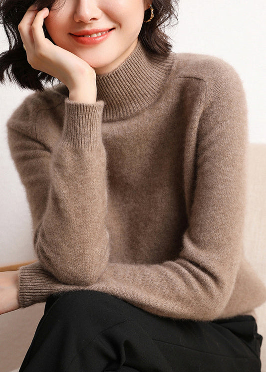 Dark Camel Turtleneck Cashmer Sweaters Winter Er024