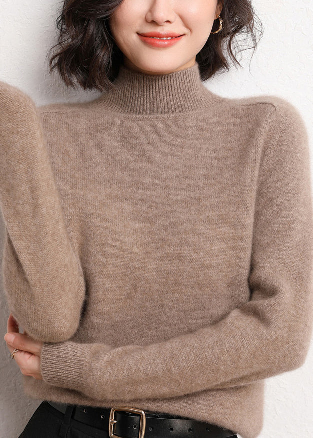 Dark Camel Turtleneck Cashmer Sweaters Winter Er024
