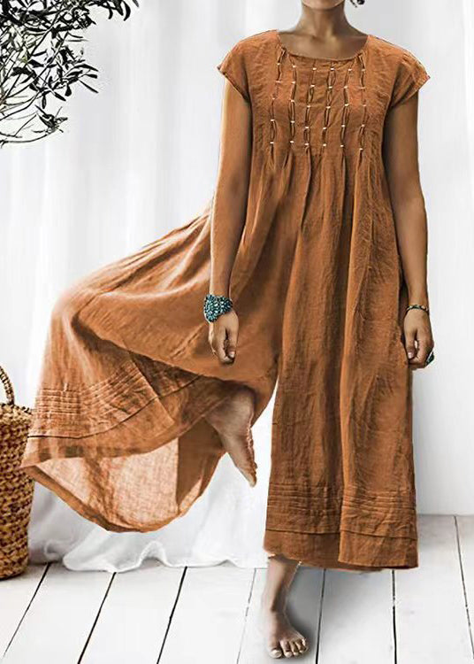 Dark Grey High Waist Cotton Jumpsuits Summer Ff045