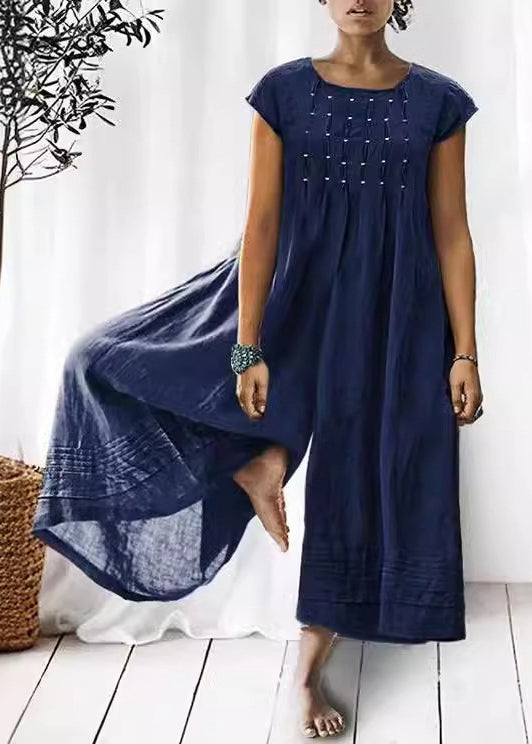 Dark Grey High Waist Cotton Jumpsuits Summer Ff045