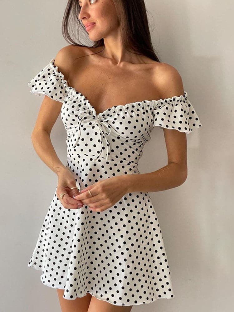 Dress Stylish Polka Dot Ruffles Mini Dress