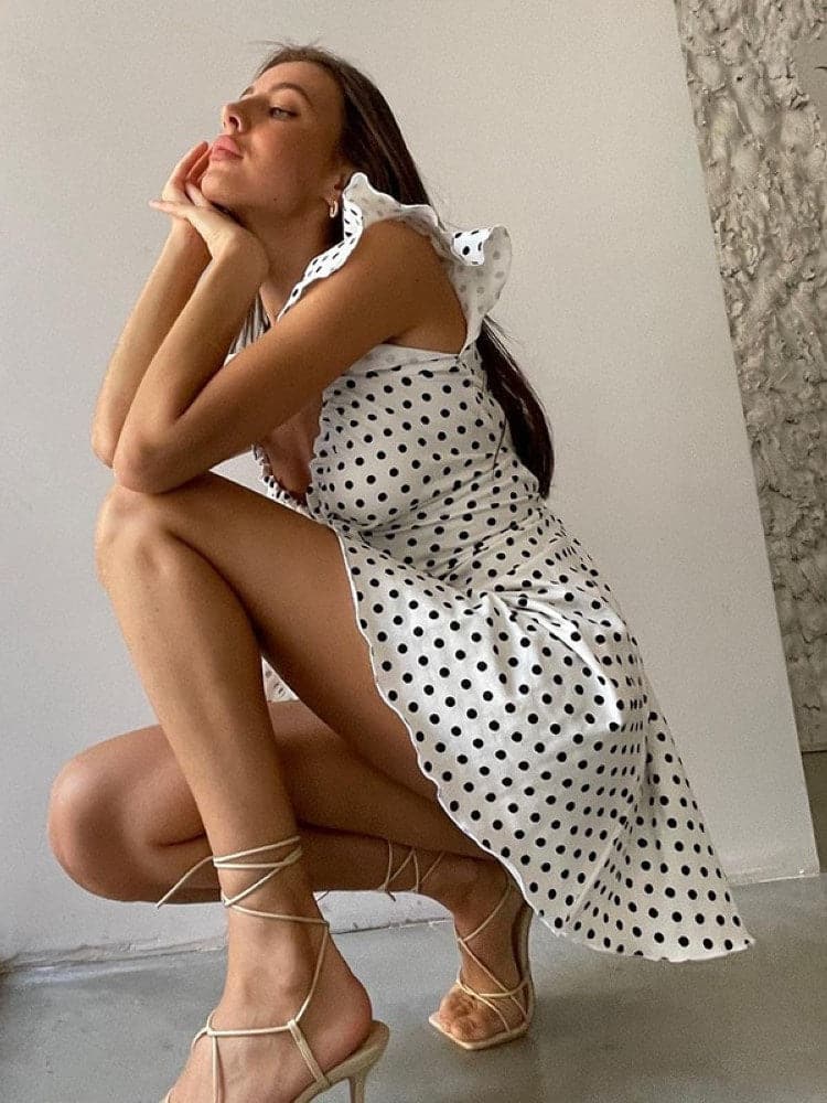 Dress Stylish Polka Dot Ruffles Mini Dress