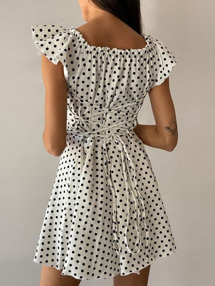 Dress Stylish Polka Dot Ruffles Mini Dress