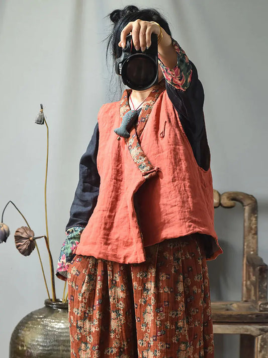 Spliced V-neck Vest Coat