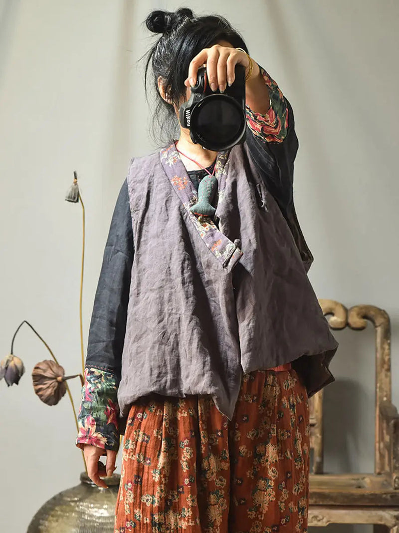 Spliced V-neck Vest Coat