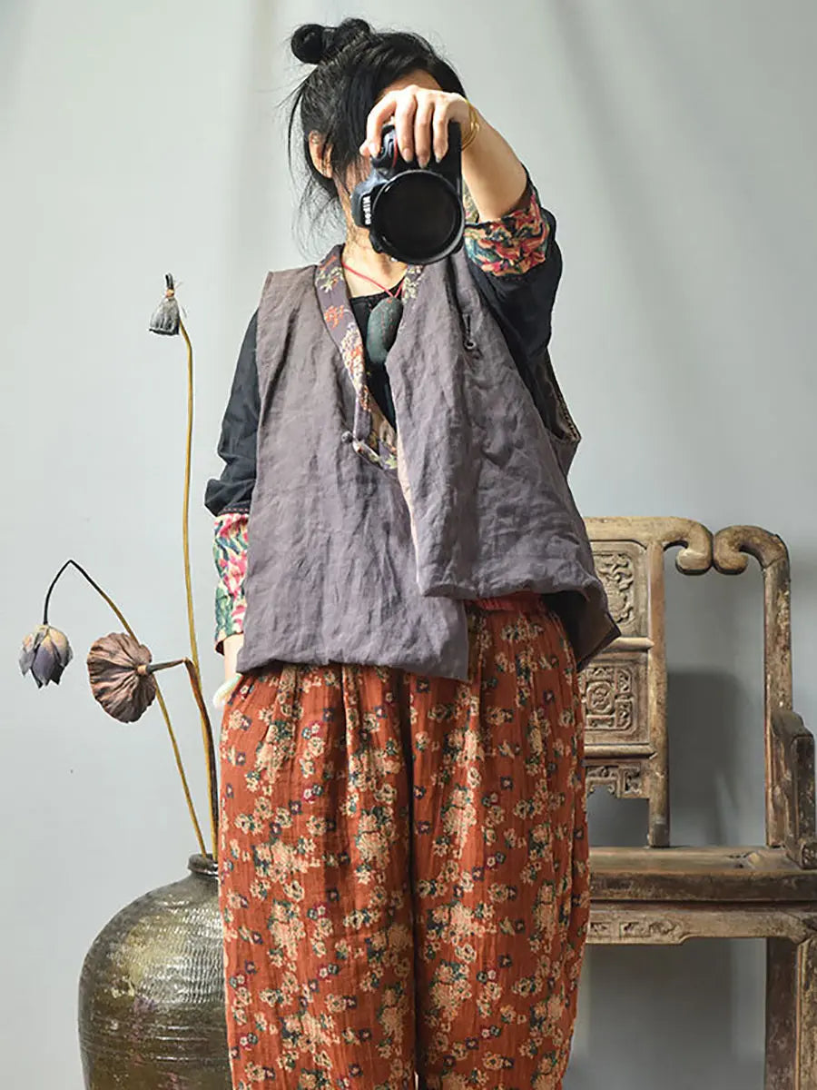 Spliced V-neck Vest Coat