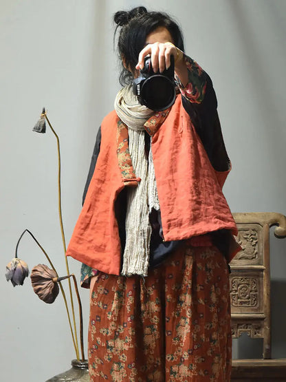 Spliced V-neck Vest Coat