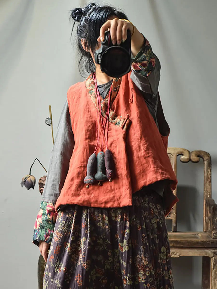 Spliced V-neck Vest Coat
