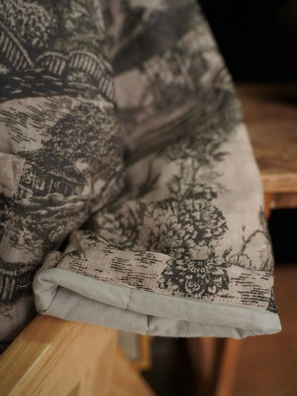 Print Ramie Padded Coat
