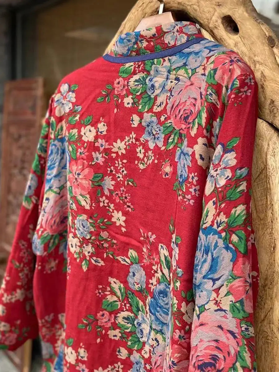 Flower Print Cotton Padded Coat