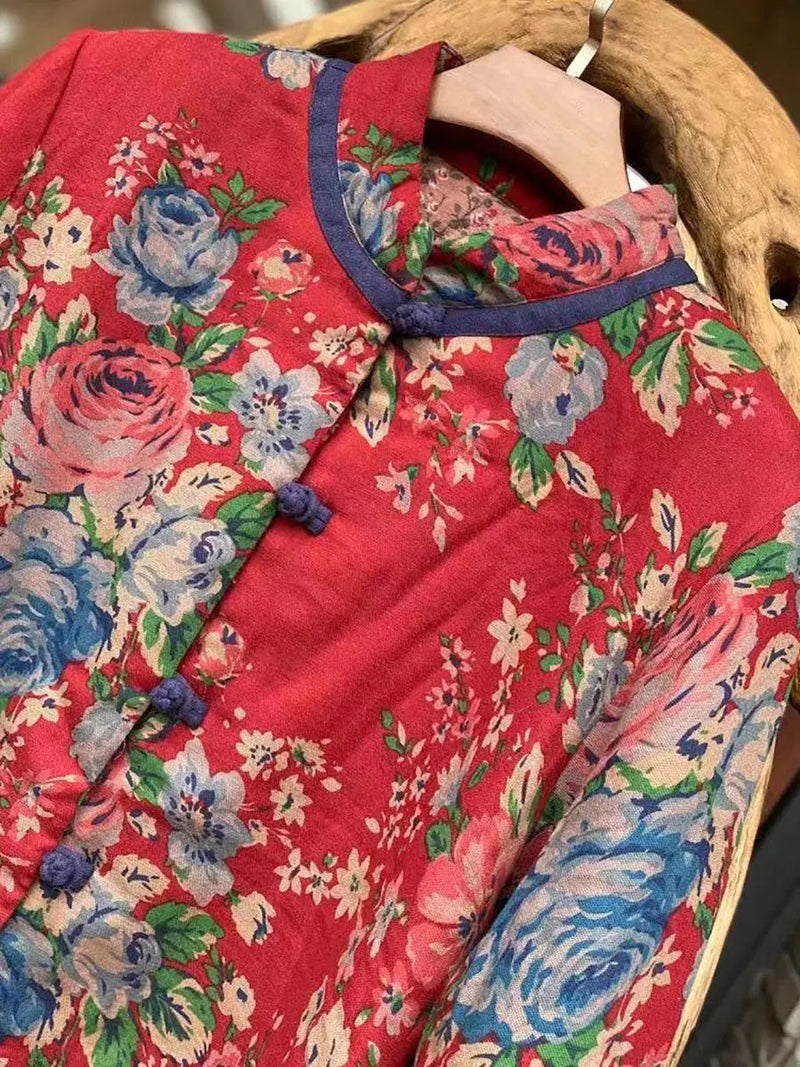 Flower Print Cotton Padded Coat