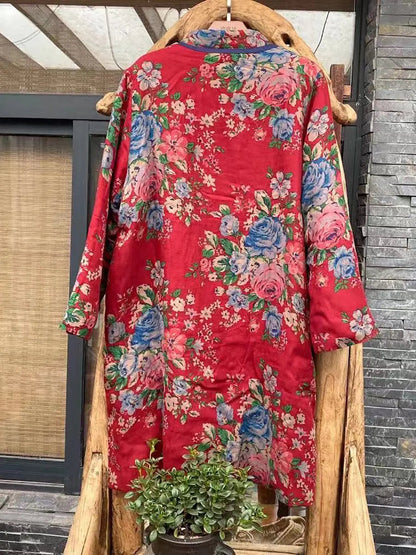Flower Print Cotton Padded Coat