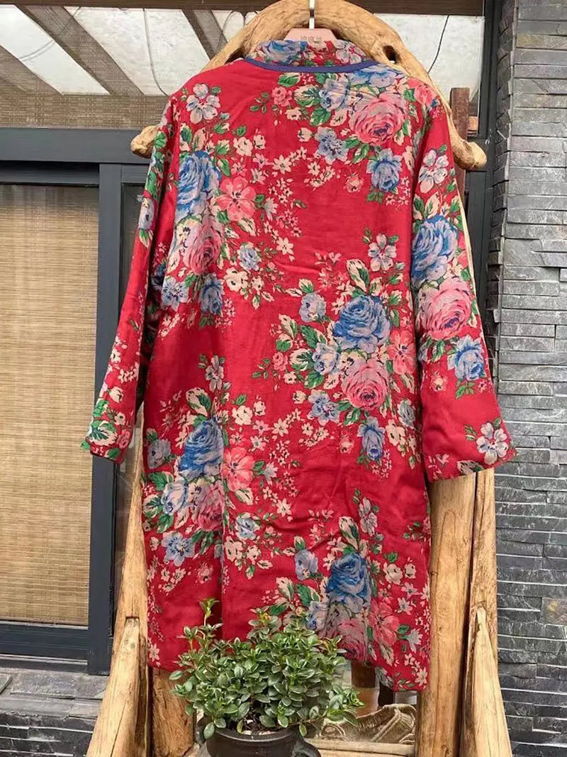 Flower Print Cotton Padded Coat