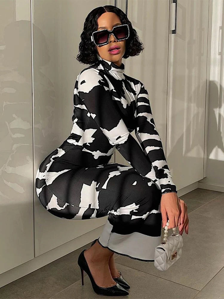 Autumn Printed Pencil Midi Dresses