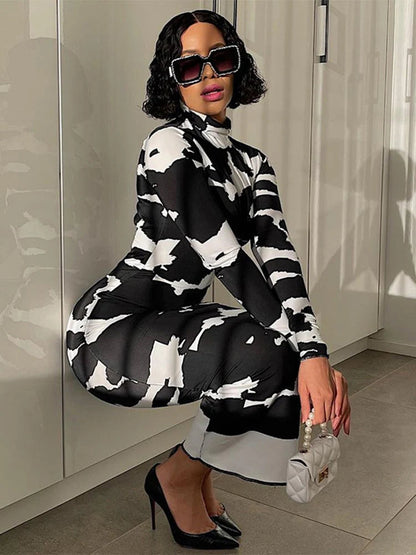 Autumn Printed Pencil Midi Dresses