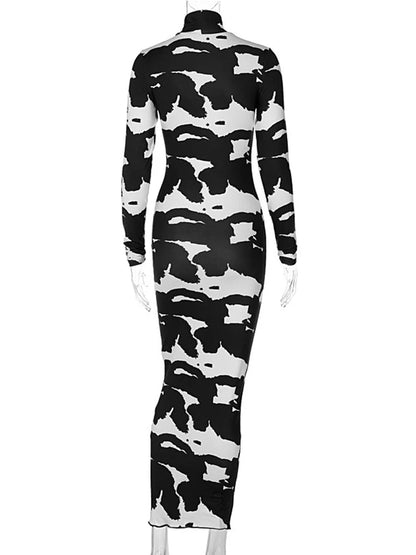 Autumn Printed Pencil Midi Dresses