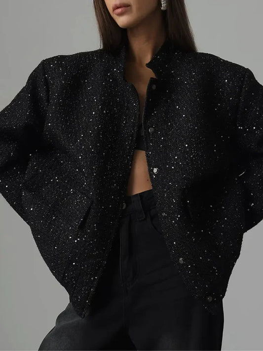 Golden Shiny Double Cropped New Warm High Coat