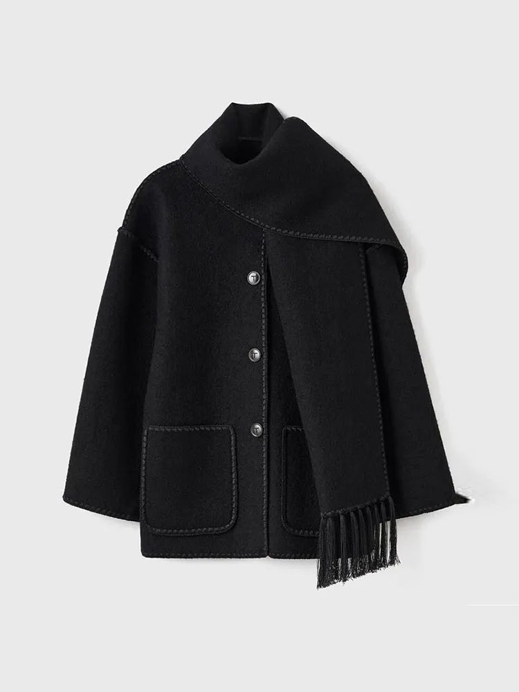 Single-breasted Round Long Warm Autumn High Coat