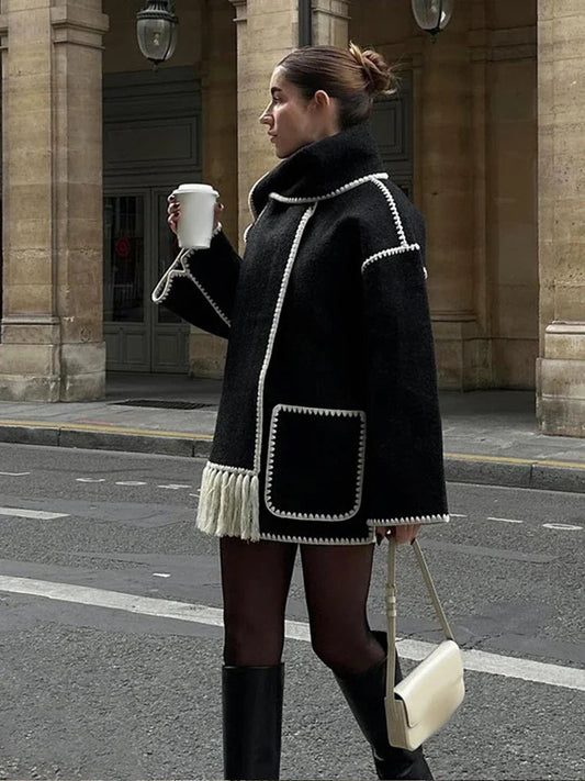 Single-breasted Round Long Warm Autumn High Coat