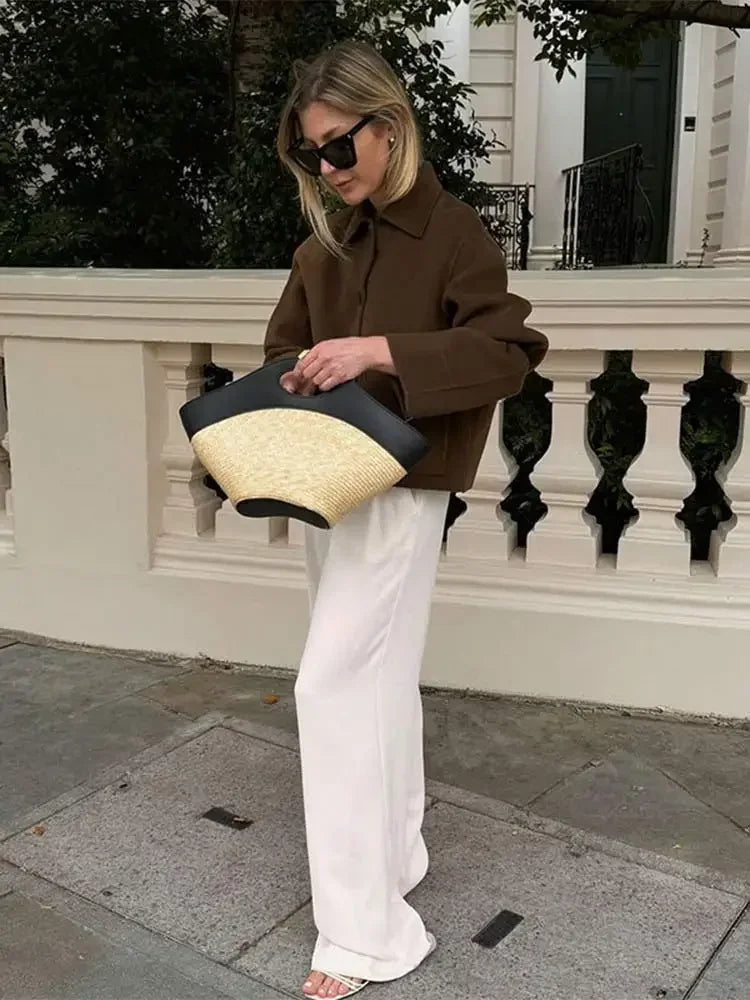 Wool Blends Lapel Short Single-breasted Long New Coat