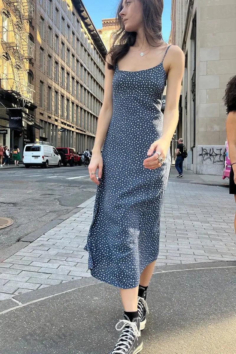 Print Summer Slim A-line Long Female Slim Midi Dresses