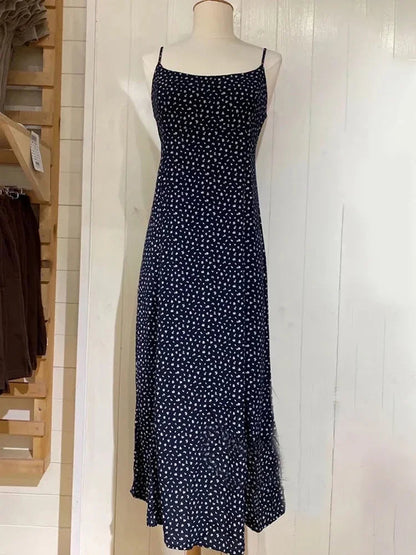 Print Summer Slim A-line Long Female Slim Midi Dresses