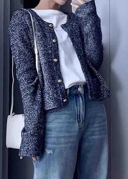 Grey O Neck Button Cozy Wool Knit Cardigans Fall Qx023