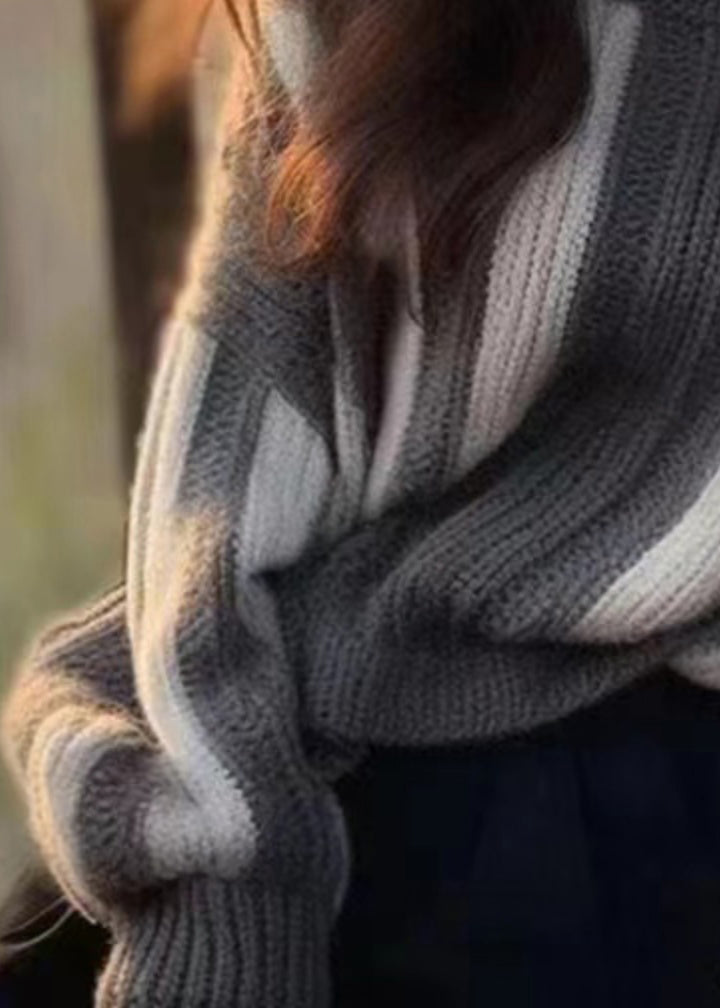 Grey Original Design Cozy Knit Sweater Winter Wx005