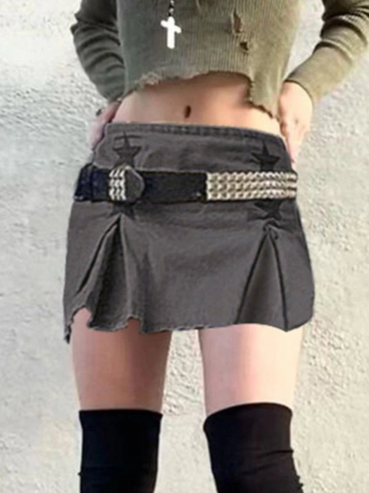 Dressbetty - Star Patched Denim Cargo Mini Skirt
