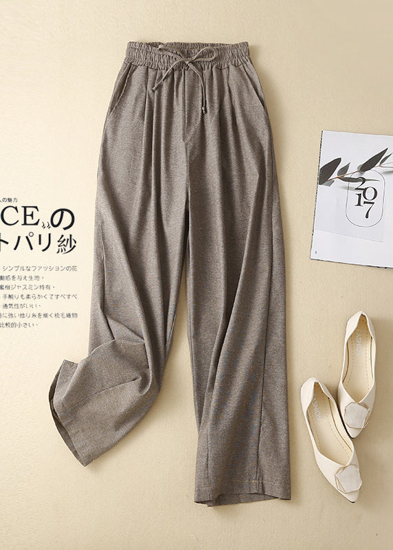 Spring Linen Khaki Waist Pants Elastic