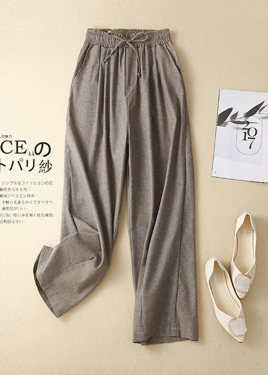 Spring Linen Khaki Waist Pants Elastic