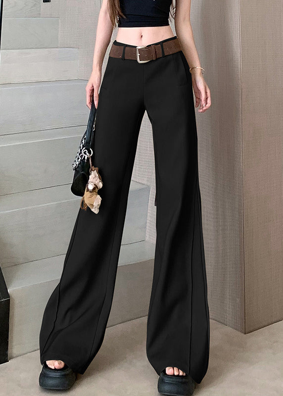Spring Wide High Pockets Pants Khaki Leg Waist Patchwork