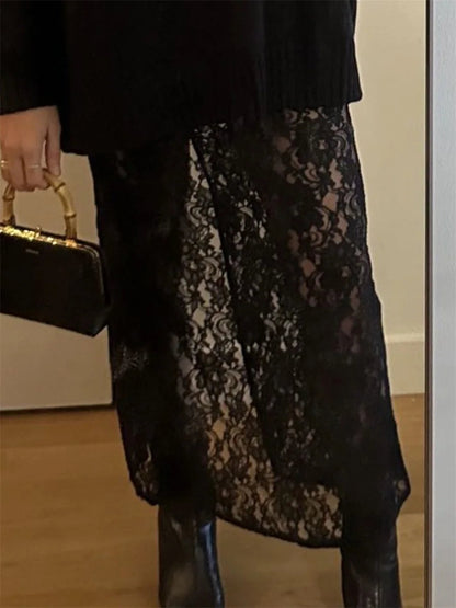 Patchwork See-through Maxi Skirt