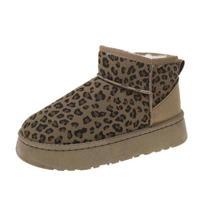 Leopard Print Non-slip Wear-resistant Plush Short Snow Boot