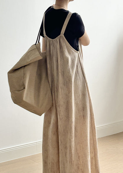 Linen Button Pockets Linen Jumpsuit Sleeveless