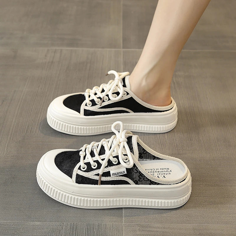 Mules Woman Slippers Summer Outdoor Walking Slides Shoes Sandals With Strap Black Outside Unique Style Sneakers