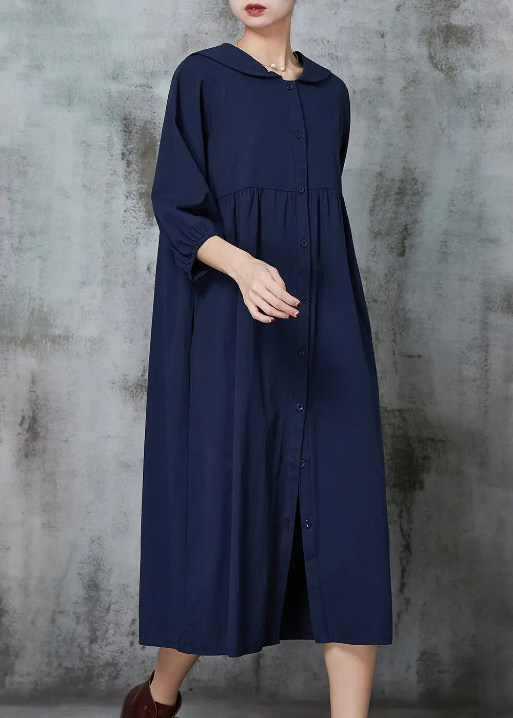 Navy Oversized Cotton Maxi Dresses Summer Jk1007