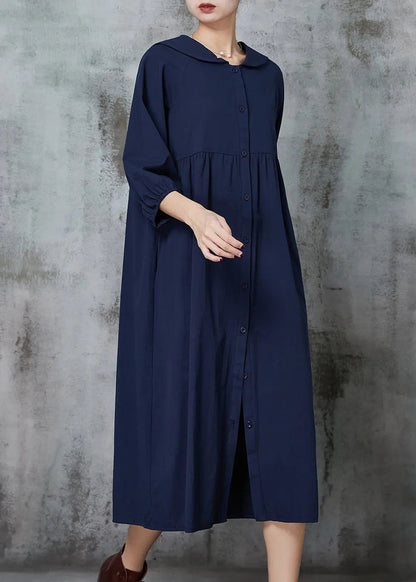Navy Oversized Cotton Maxi Dresses Summer Jk1007
