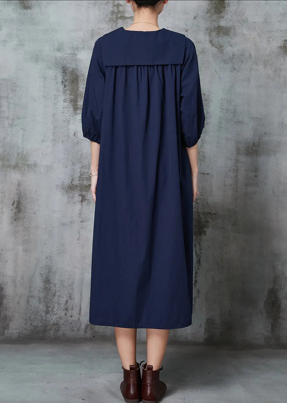 Navy Oversized Cotton Maxi Dresses Summer Jk1007
