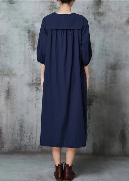 Navy Oversized Cotton Maxi Dresses Summer Jk1007