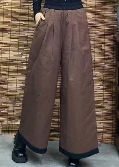 Orange Pockets Thick Warm Fine Cotton Filled Pants Winter Ru025
