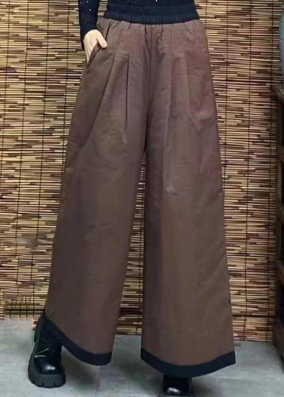 Orange Pockets Thick Warm Fine Cotton Filled Pants Winter Ru025