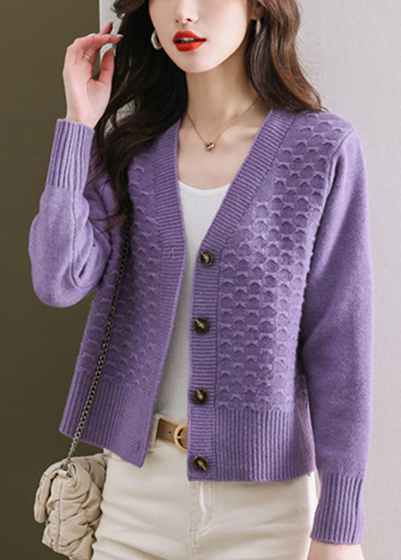Orange V Neck Button Wool Knit Cardigan Winter Er021