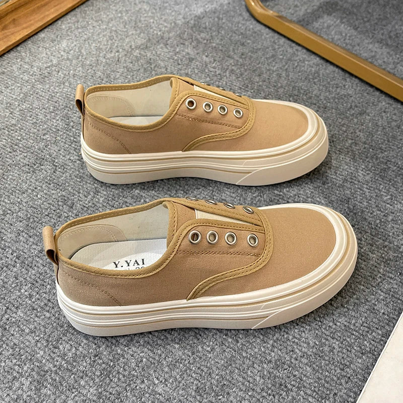 Outdoor Walking Canvas Shoes New Jogging Sneakers Slip-on Woman Vulcanized Flat Loafers Zapatillas