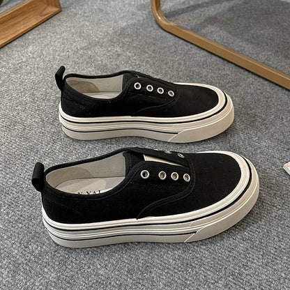 Outdoor Walking Canvas Shoes New Jogging Sneakers Slip-on Woman Vulcanized Flat Loafers Zapatillas