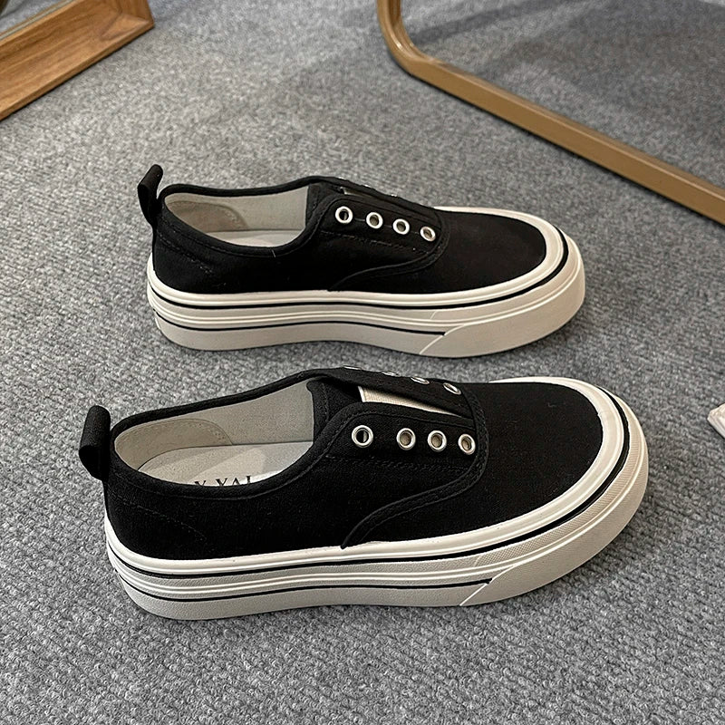 Outdoor Walking Canvas Shoes New Jogging Sneakers Slip-on Woman Vulcanized Flat Loafers Zapatillas