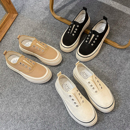 Outdoor Walking Canvas Shoes New Jogging Sneakers Slip-on Woman Vulcanized Flat Loafers Zapatillas