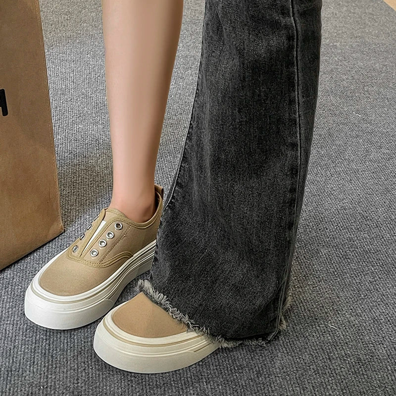 Outdoor Walking Canvas Shoes New Jogging Sneakers Slip-on Woman Vulcanized Flat Loafers Zapatillas